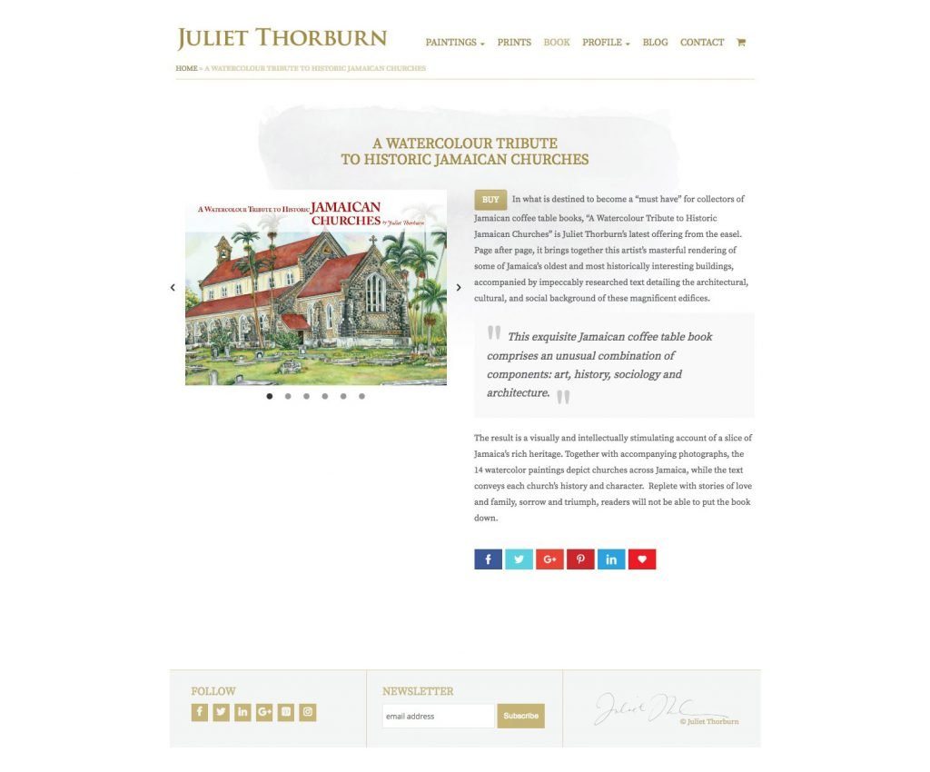 JulietThorburn.com website book page - desktop version