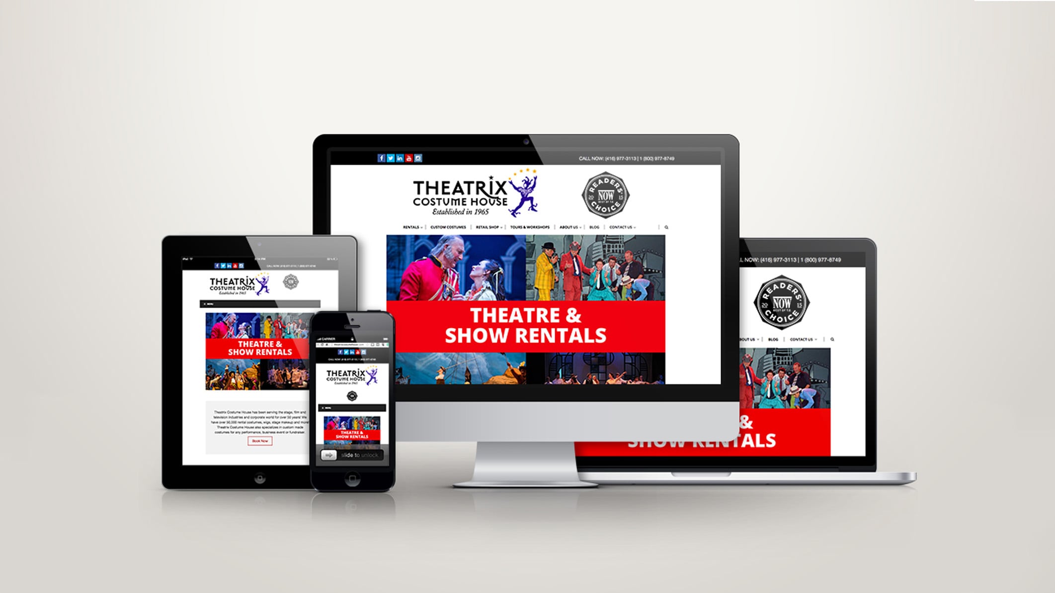 Theatrix Costume House responsive website